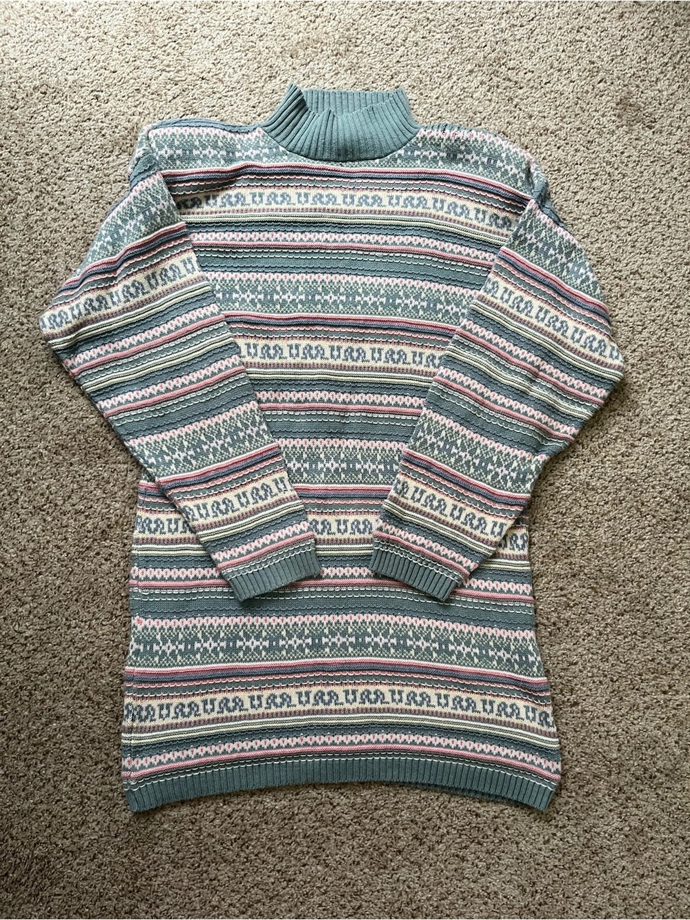 VTG Delia McKain Nordic 100% Cotton Turtleneck Tunic Sweater, Made In The USA, M